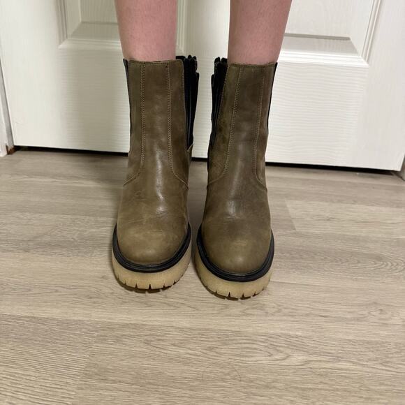 Free People James Chelsea Women's Olive Green Leather Boots Size 7.5 - Picture 3 of 13